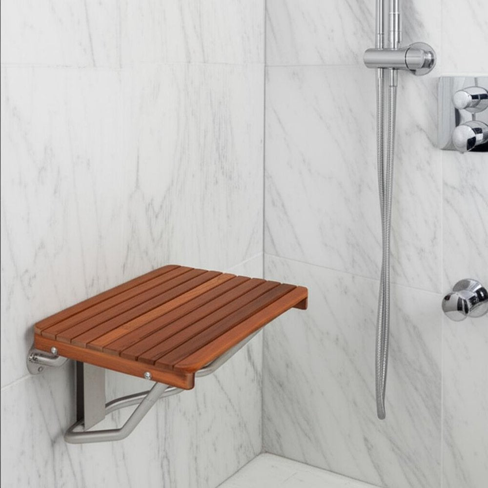 14" X 22" Brown Teak Rectangular Shower Bench