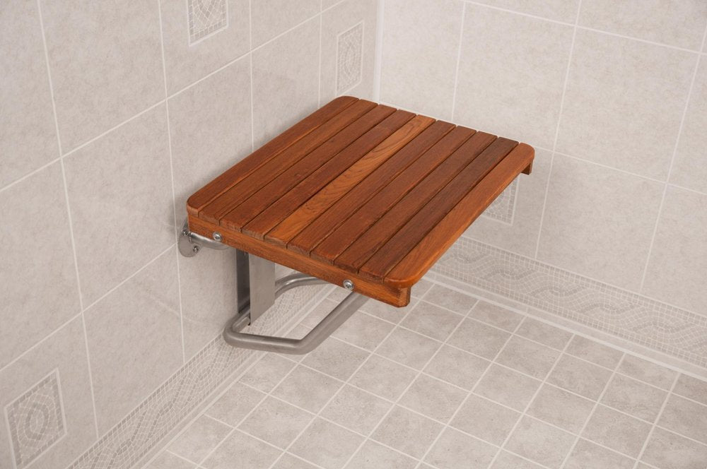 14" X 24" Brown Teak Rectangular Shower Bench
