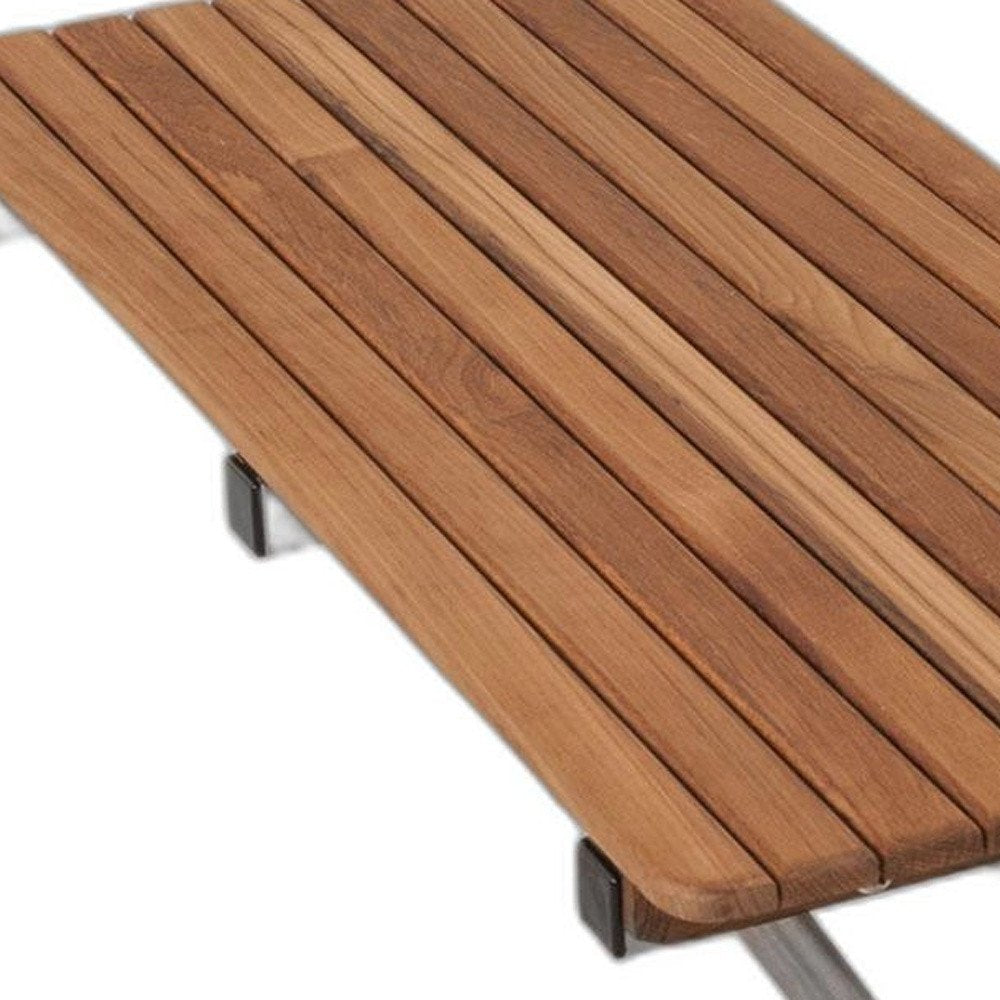 14" X 34" Brown Teak Wall Mount Rectangular Shower Bench