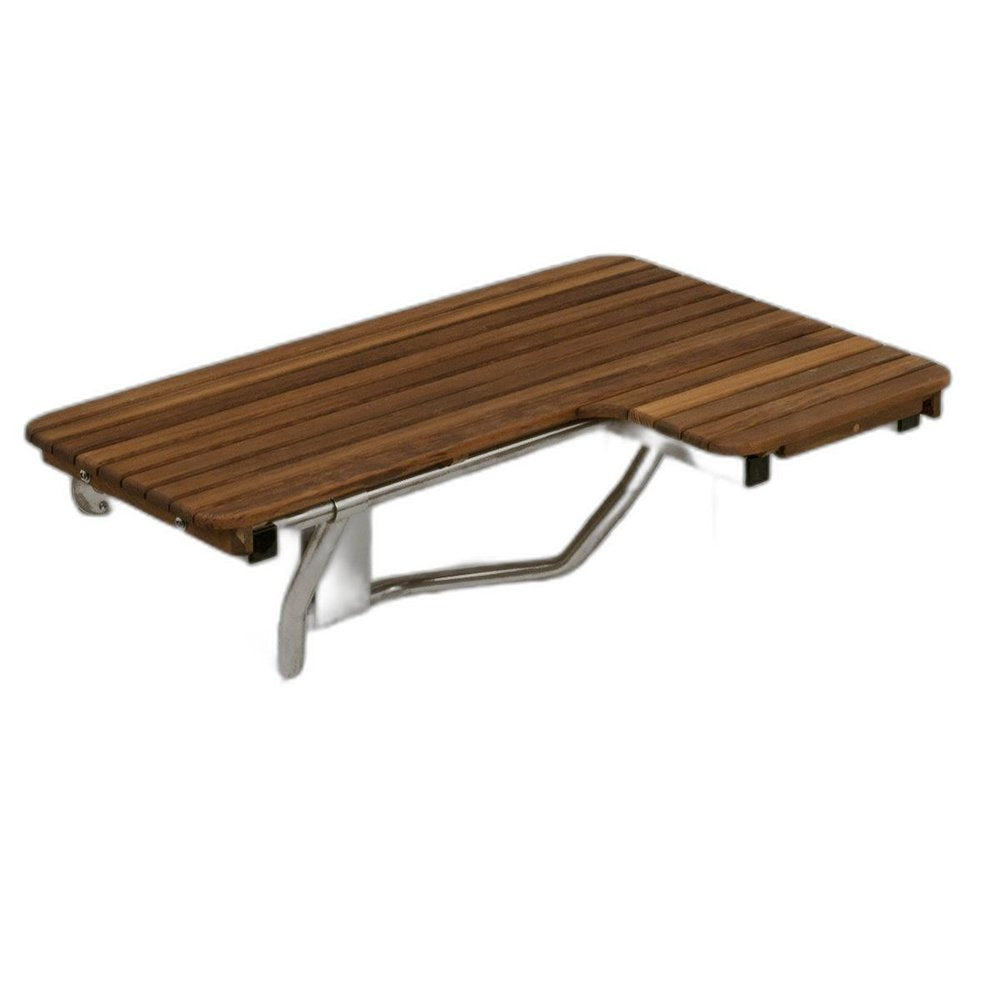 14" X 36" Brown Teak Wall Mount Rectangular Shower Bench