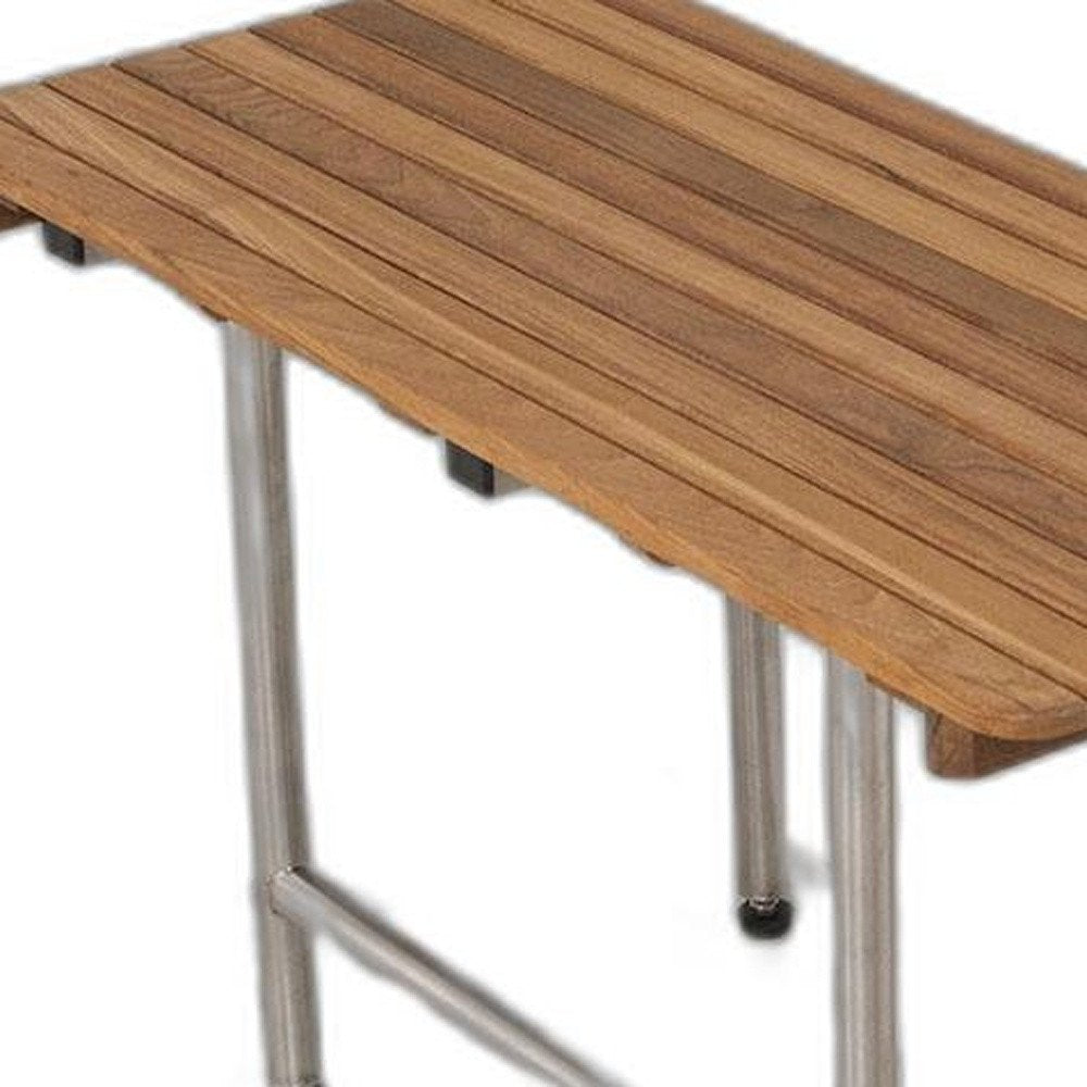 18" X 18" Brown Teak Rectangular Shower Bench
