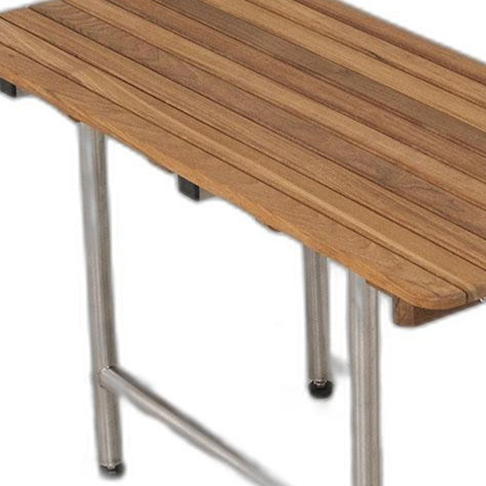 18" X 24" Brown Teak Rectangular Shower Bench