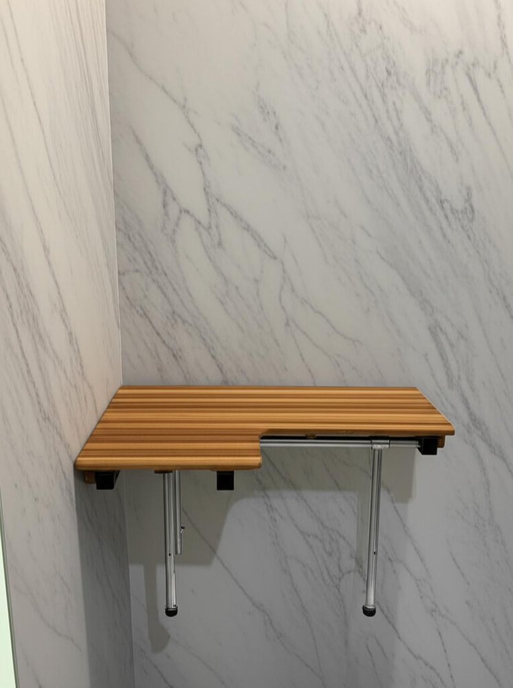 18" X 36" Brown Teak Wall Mount Rectangular Shower Bench
