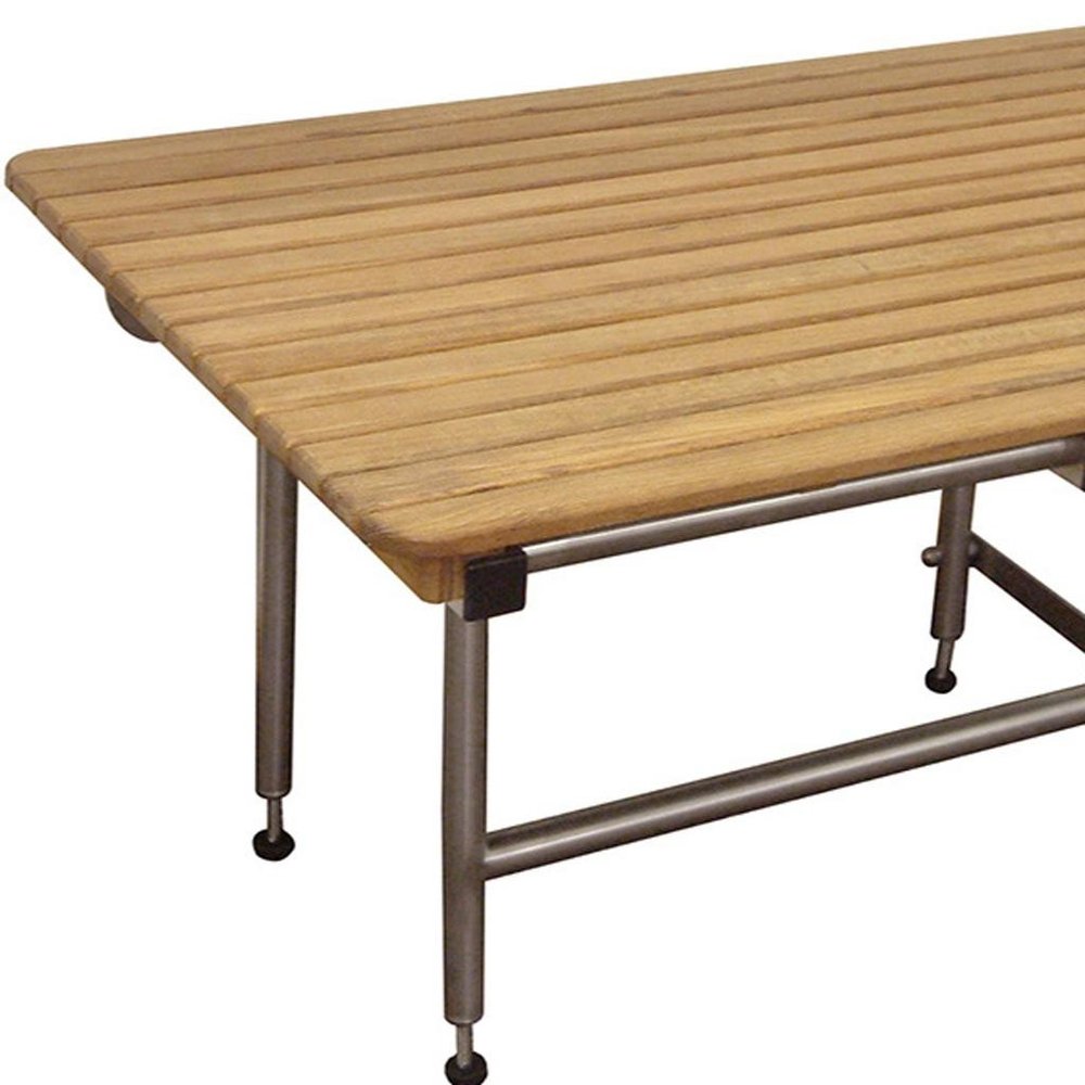 18" X 42" Brown Teak Rectangular Shower Bench