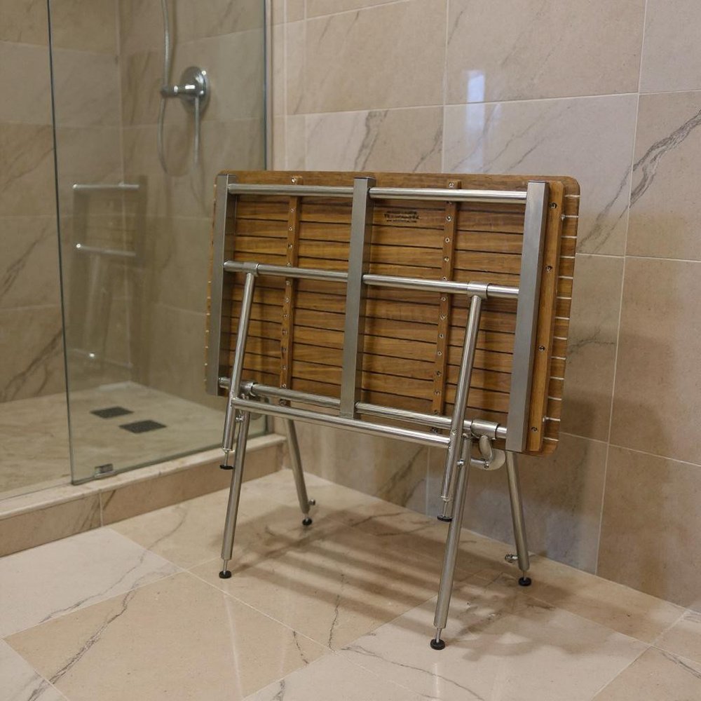 18" X 48" Brown Teak Rectangular Shower Bench