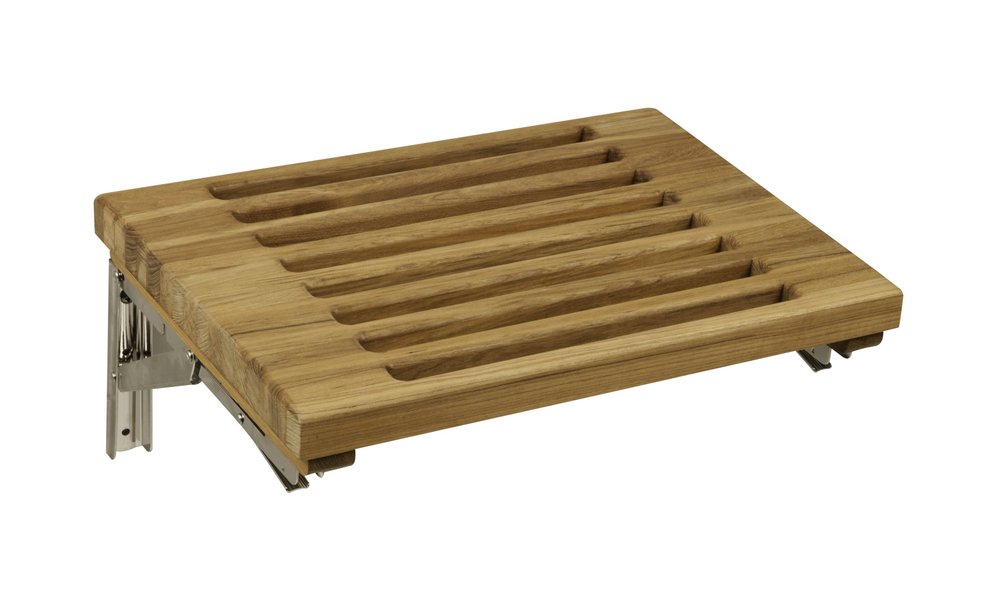 13" X 30" Brown Teak Wall Mount Rectangular Shower Bench