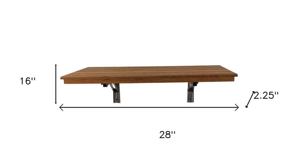 16" X 28" Brown Teak Wall Mount Rectangular Shower Bench