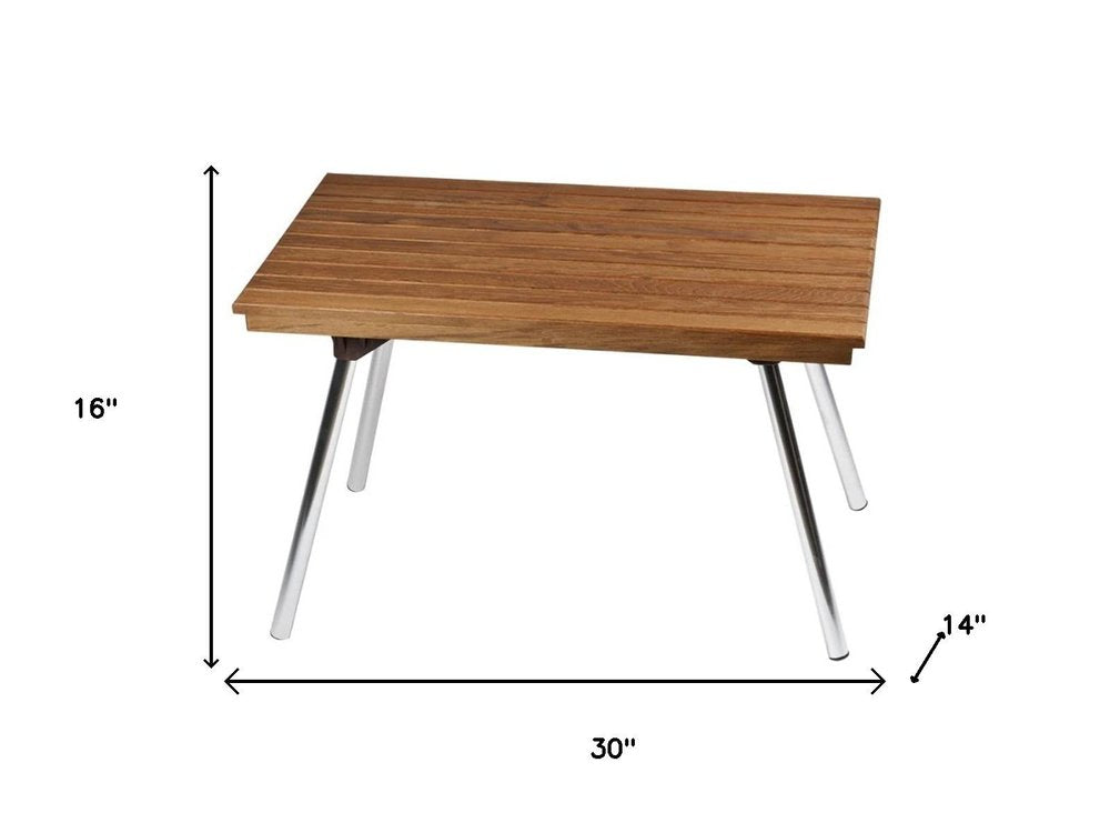 16" X 30" Brown Teak Rectangular Shower Bench