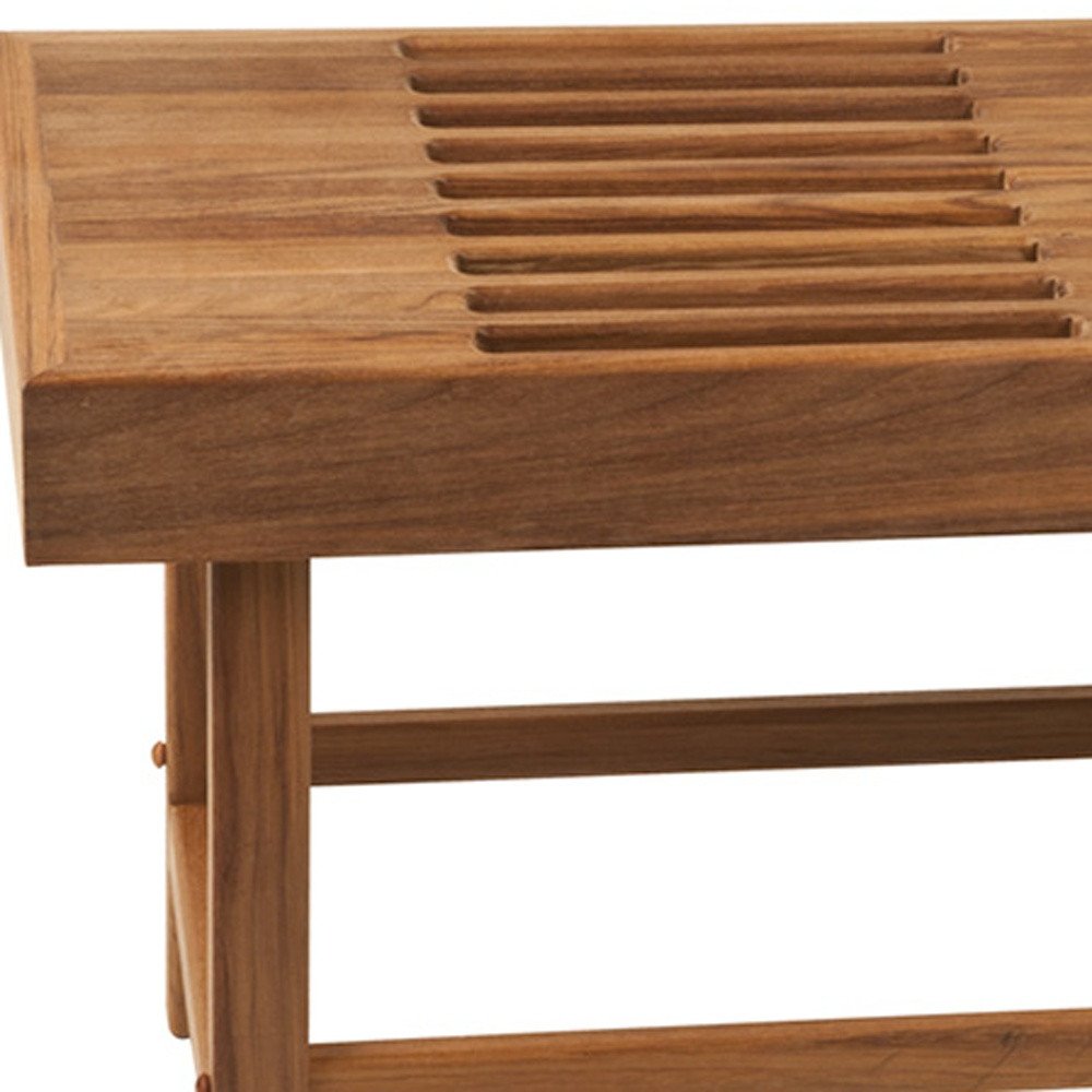 18" X 38" Brown Teak Rectangular Shower Bench