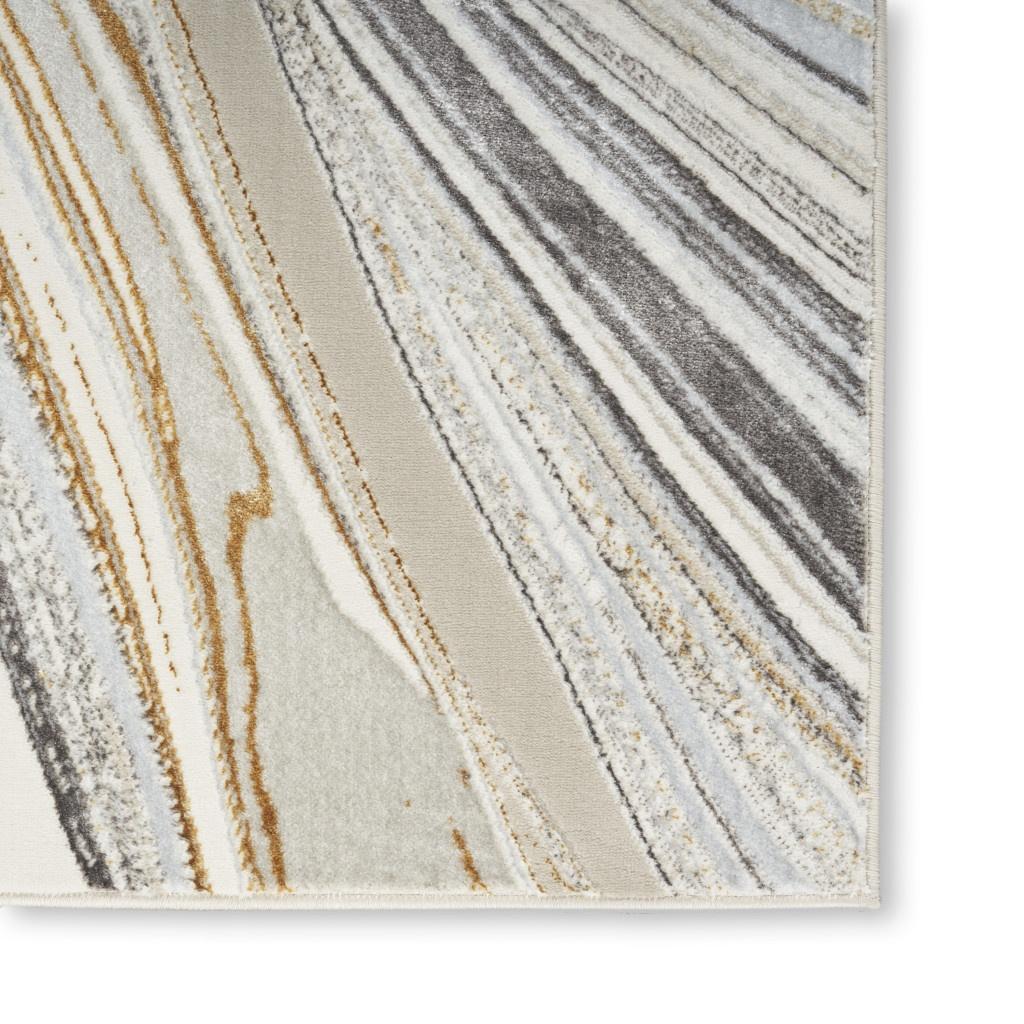8' X 10' Ivory Gray and Brown Abstract Non Skid Area Rug