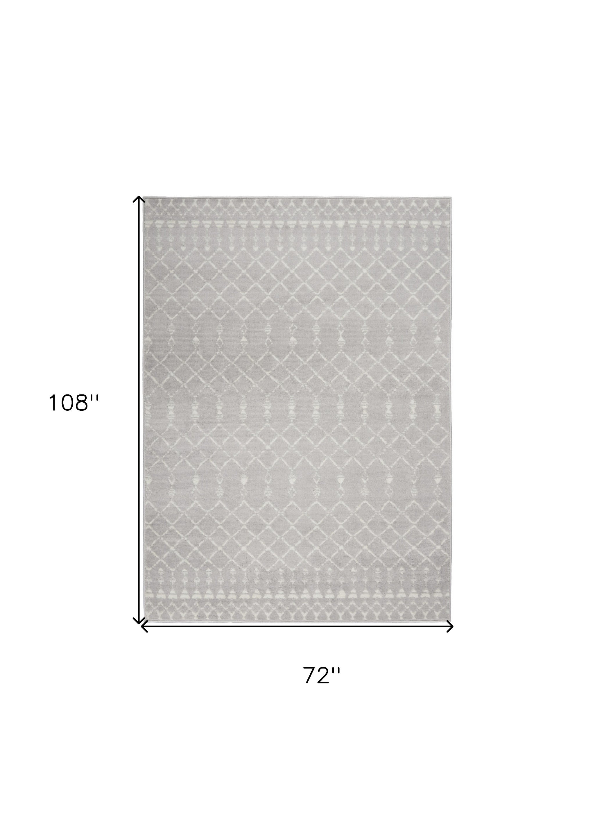 6' X 9' Gray and Ivory Moroccan Distressed Non Skid Area Rug