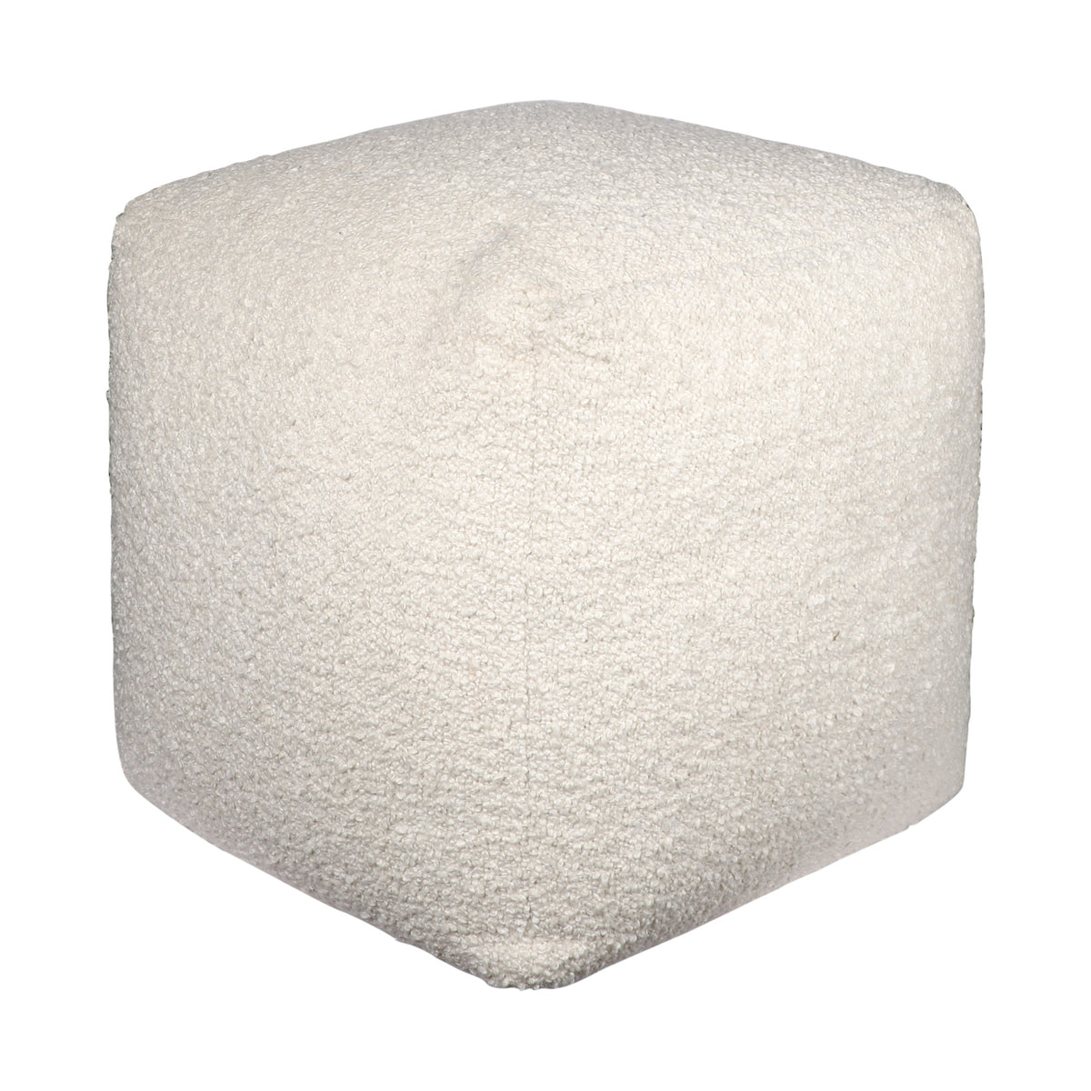 18" Ivory Polyester Cube Outdoor Pouf Ottoman