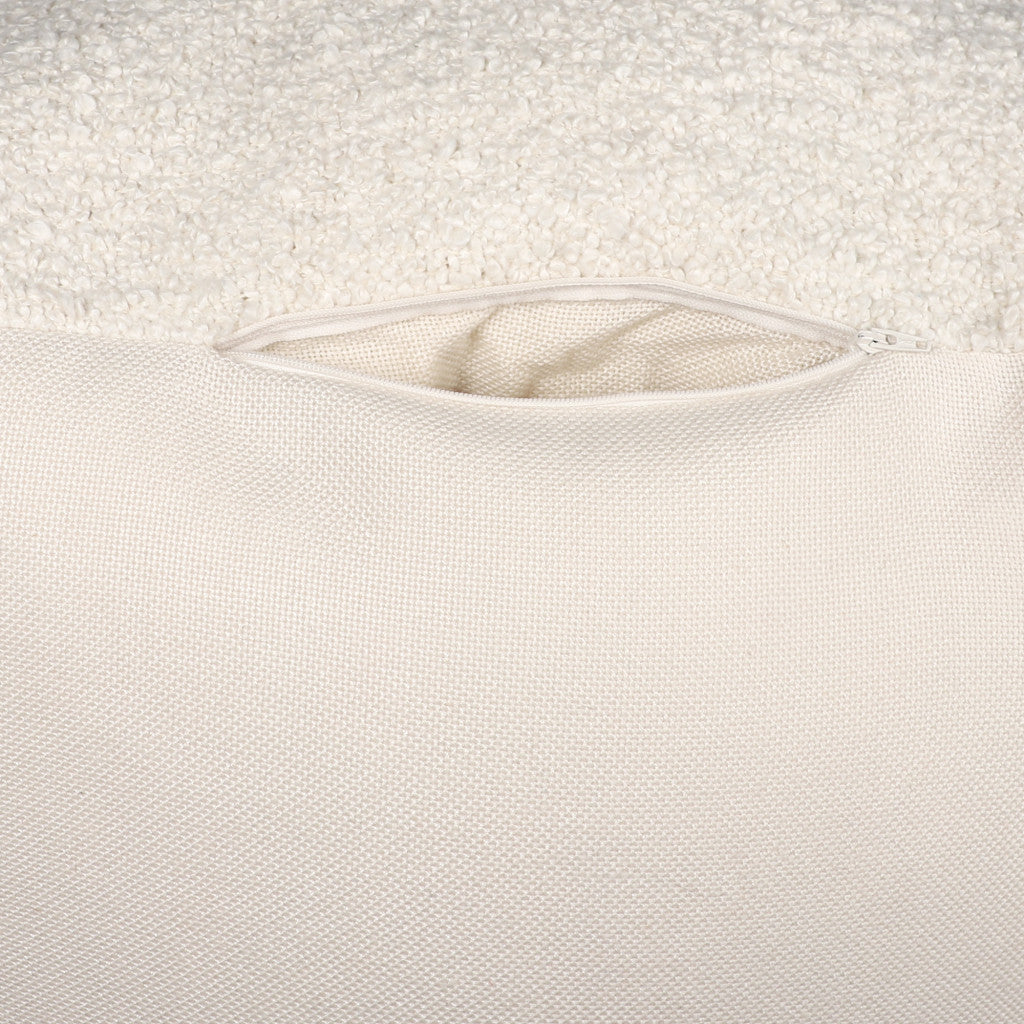 18" Ivory Polyester Cube Outdoor Pouf Ottoman