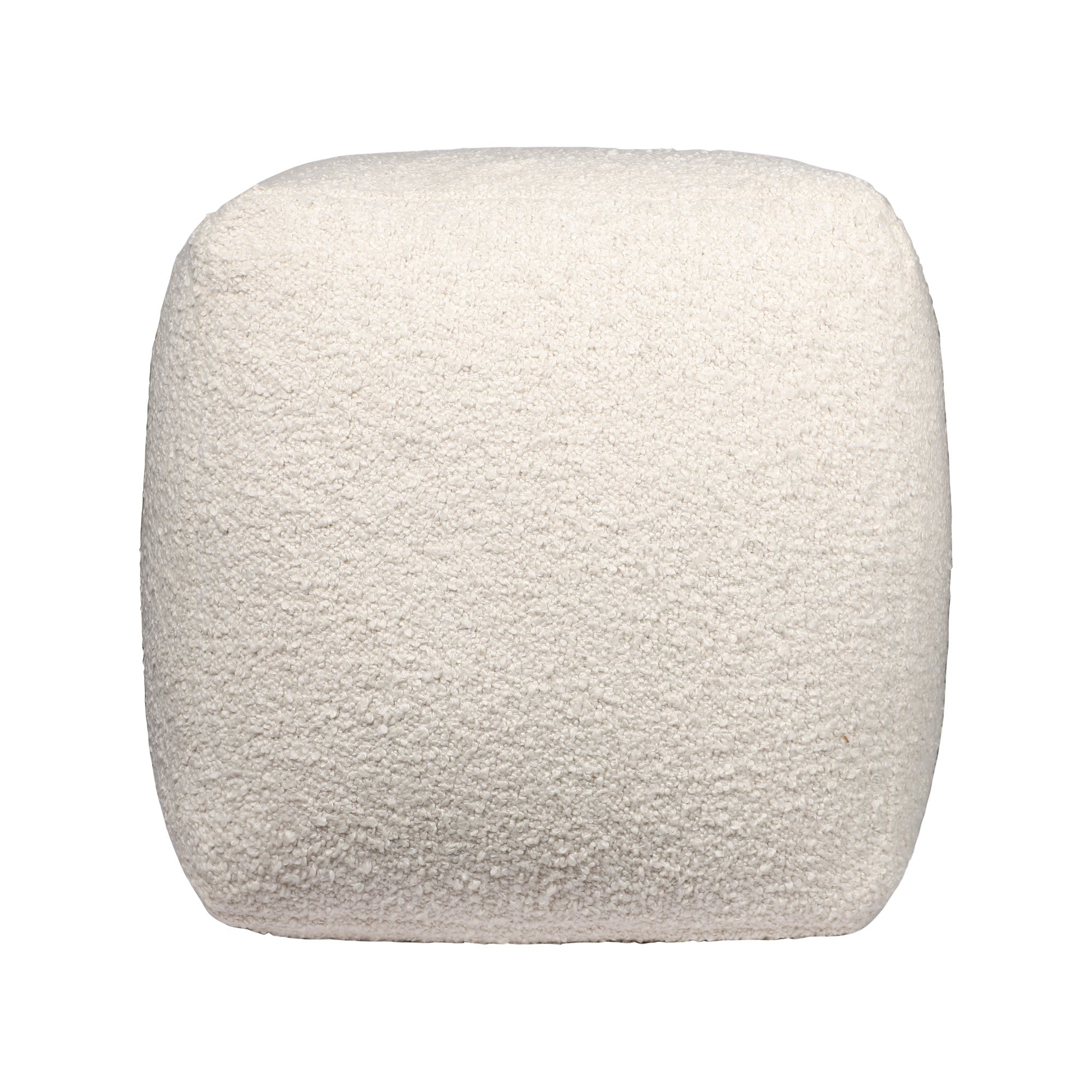 18" Ivory Polyester Cube Outdoor Pouf Ottoman
