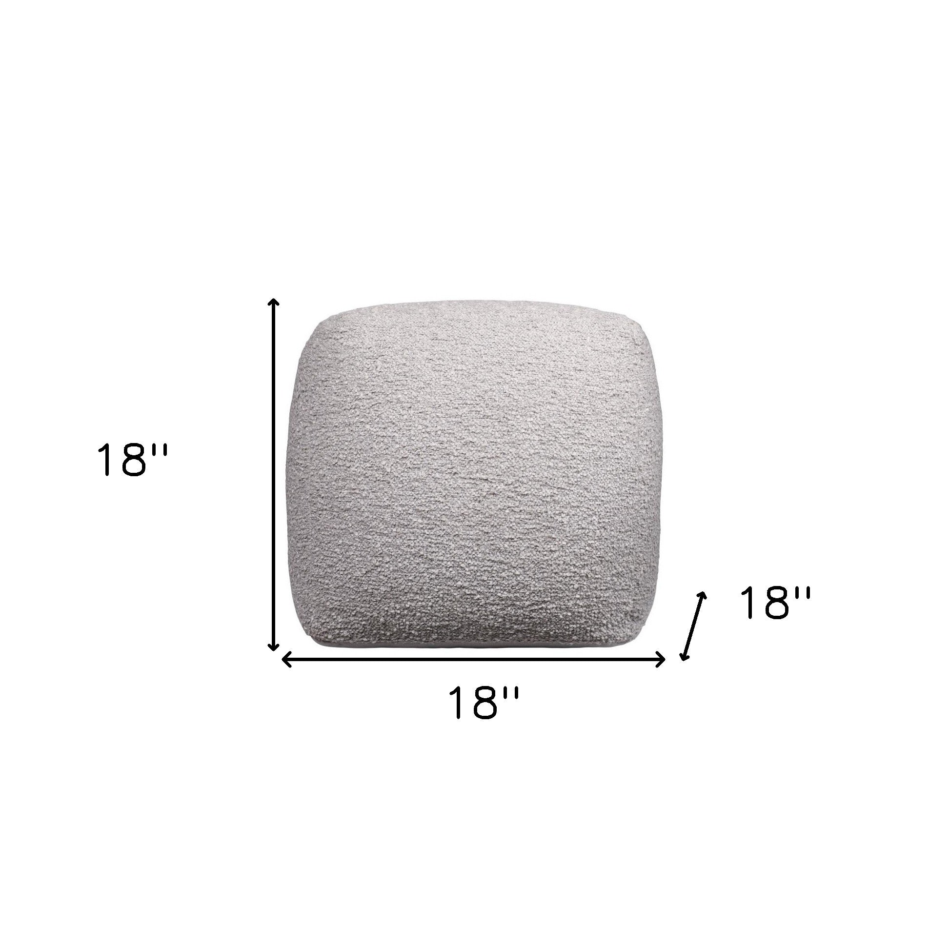 18" Gray Polyester Cube Outdoor Pouf Ottoman