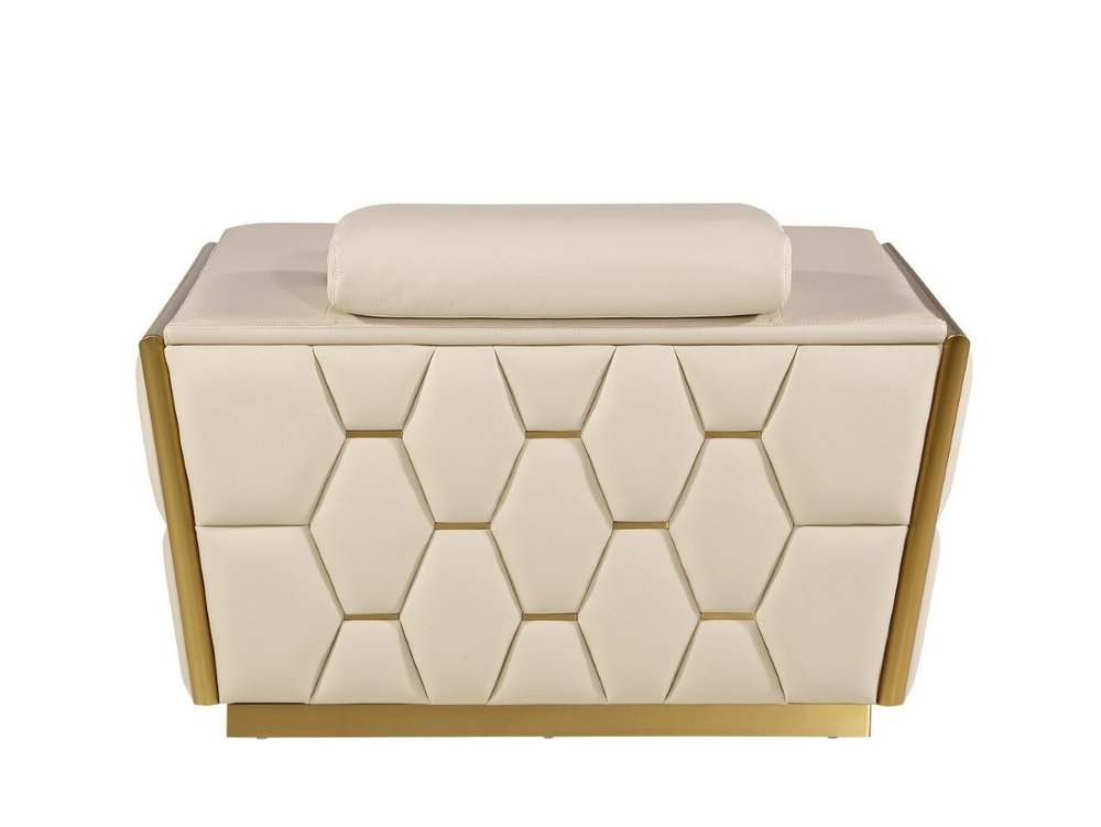47" Beige and Gold Italian Leather Club Chair