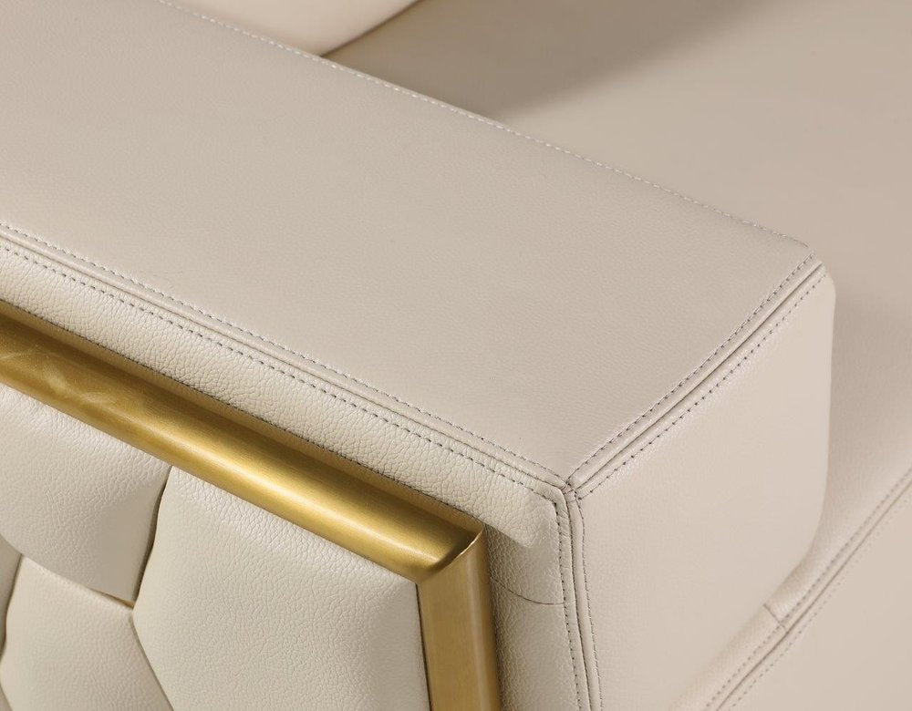 47" Beige and Gold Italian Leather Club Chair