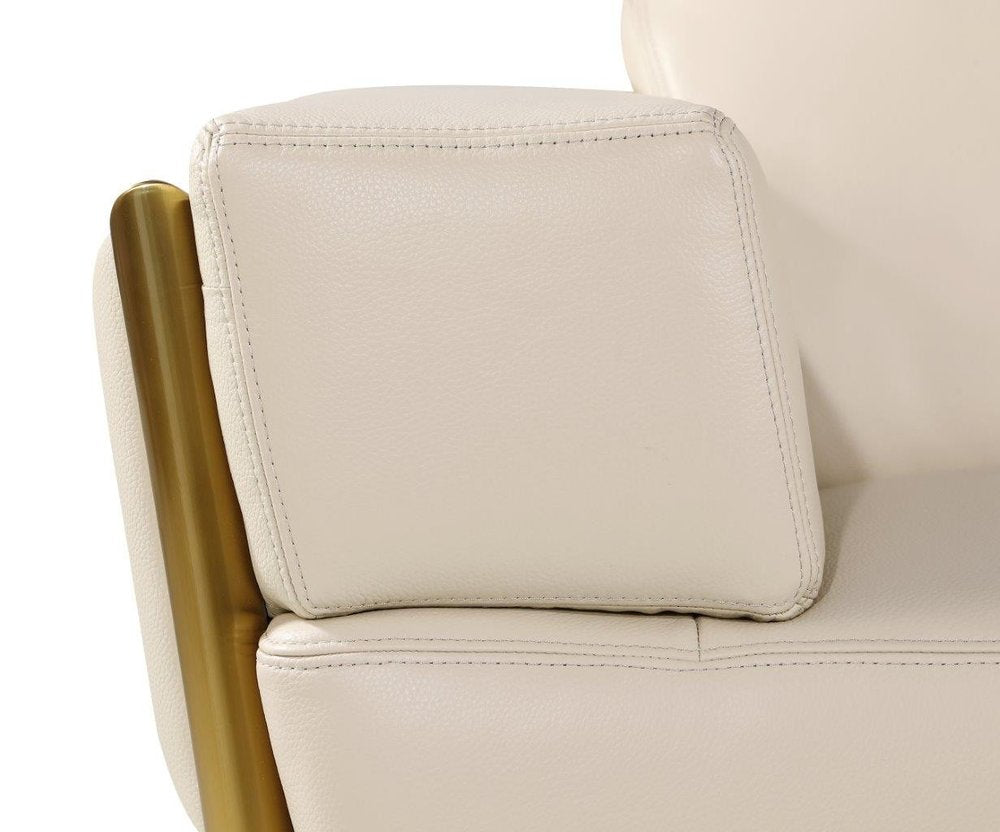 47" Beige and Gold Italian Leather Club Chair