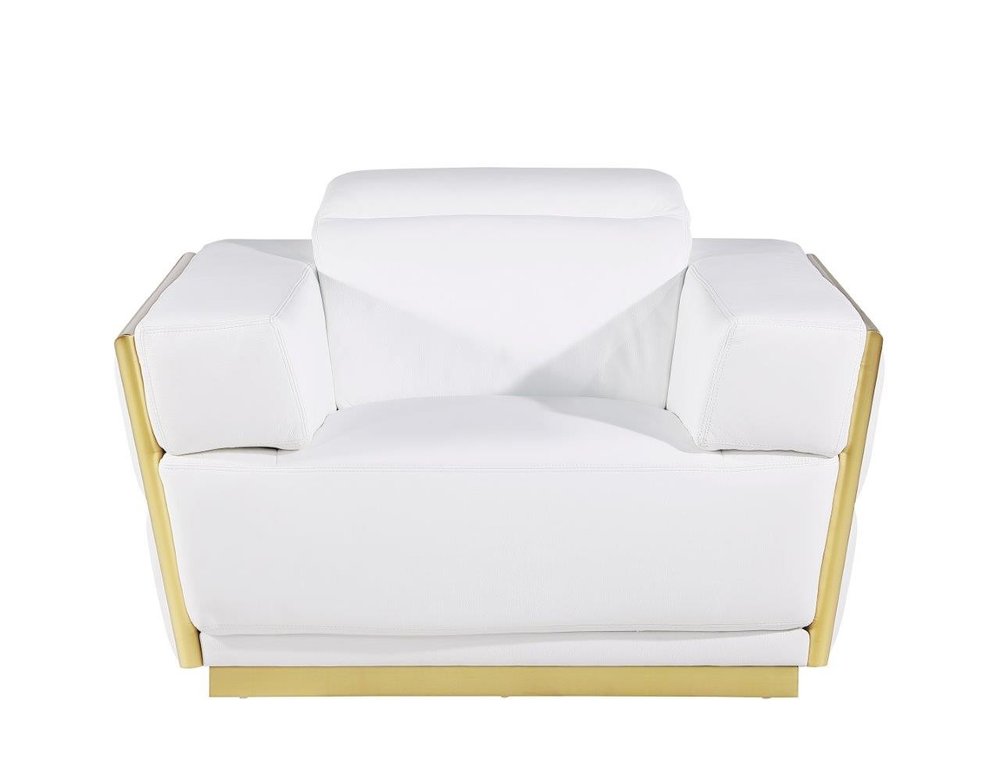 47" Beige and Gold Italian Leather Club Chair