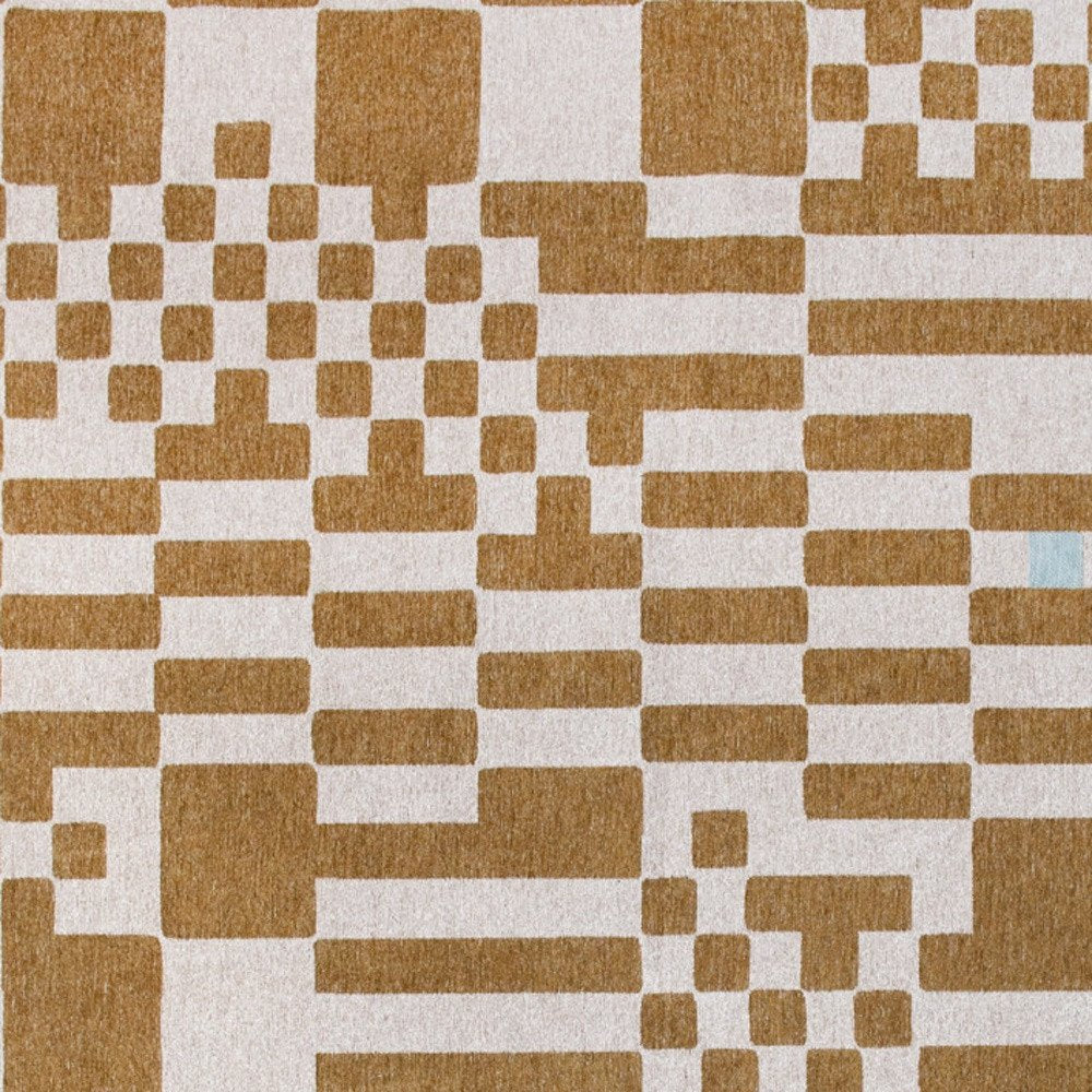 9' X 13' Blue And Brown Geometric Washable Area Rug