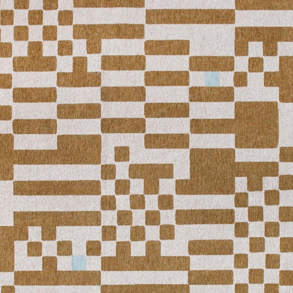 9' X 13' Blue And Brown Geometric Washable Area Rug