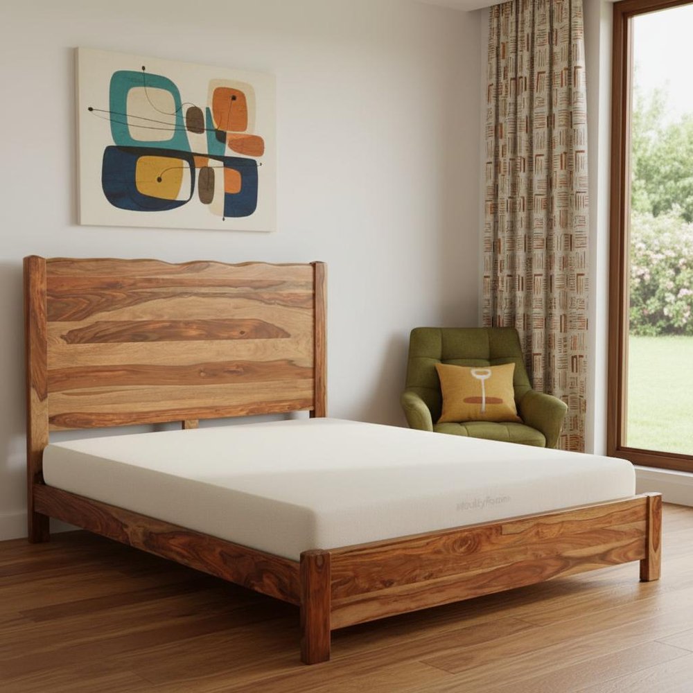 Brown Live Edge Solid Wood King Bed Frame