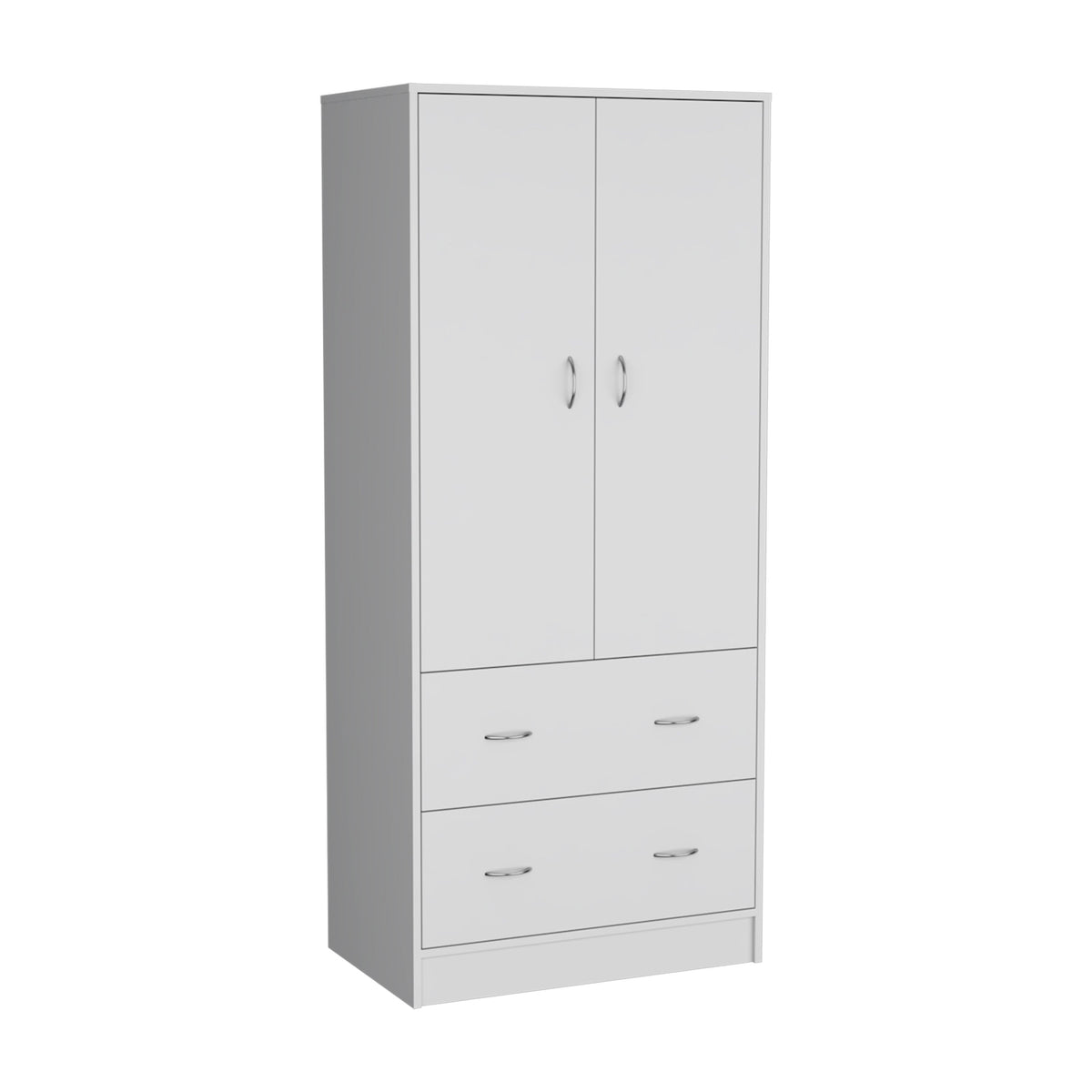 71" White Two Door Two Drawer Combo Dresser