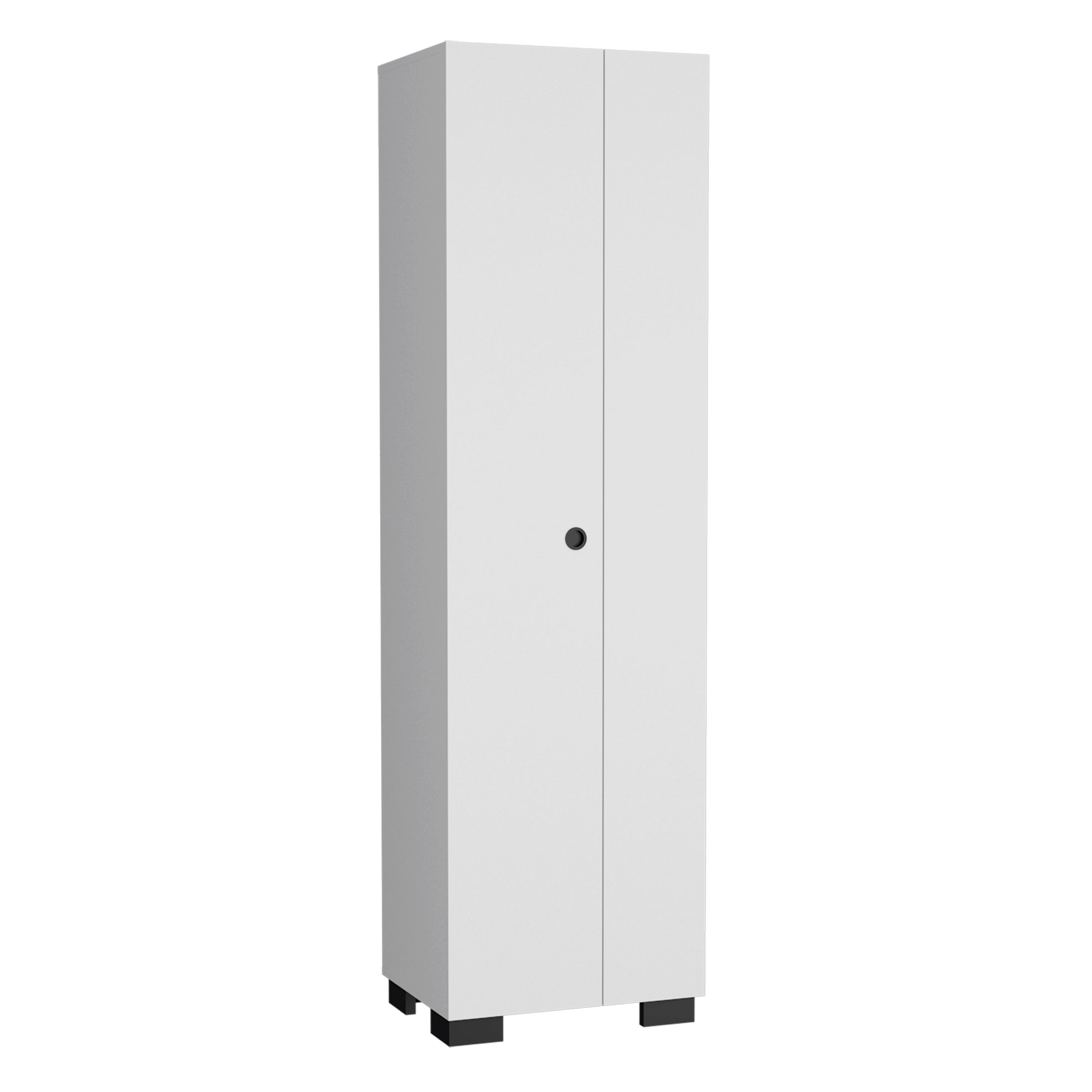 20" White and Black Wood Accent Cabinet With Two Doors