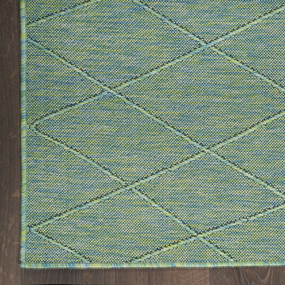 4' X 6' Blue Geometric Power Loom Non Skid Area Rug