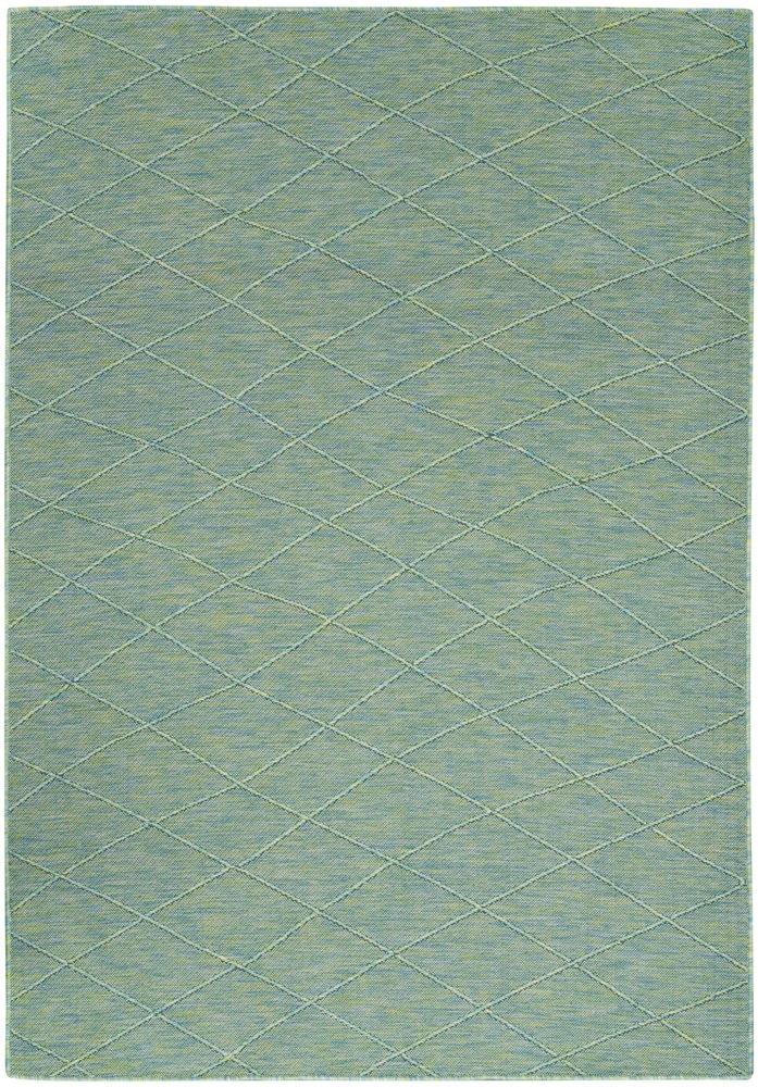 4' X 6' Blue Geometric Power Loom Non Skid Area Rug