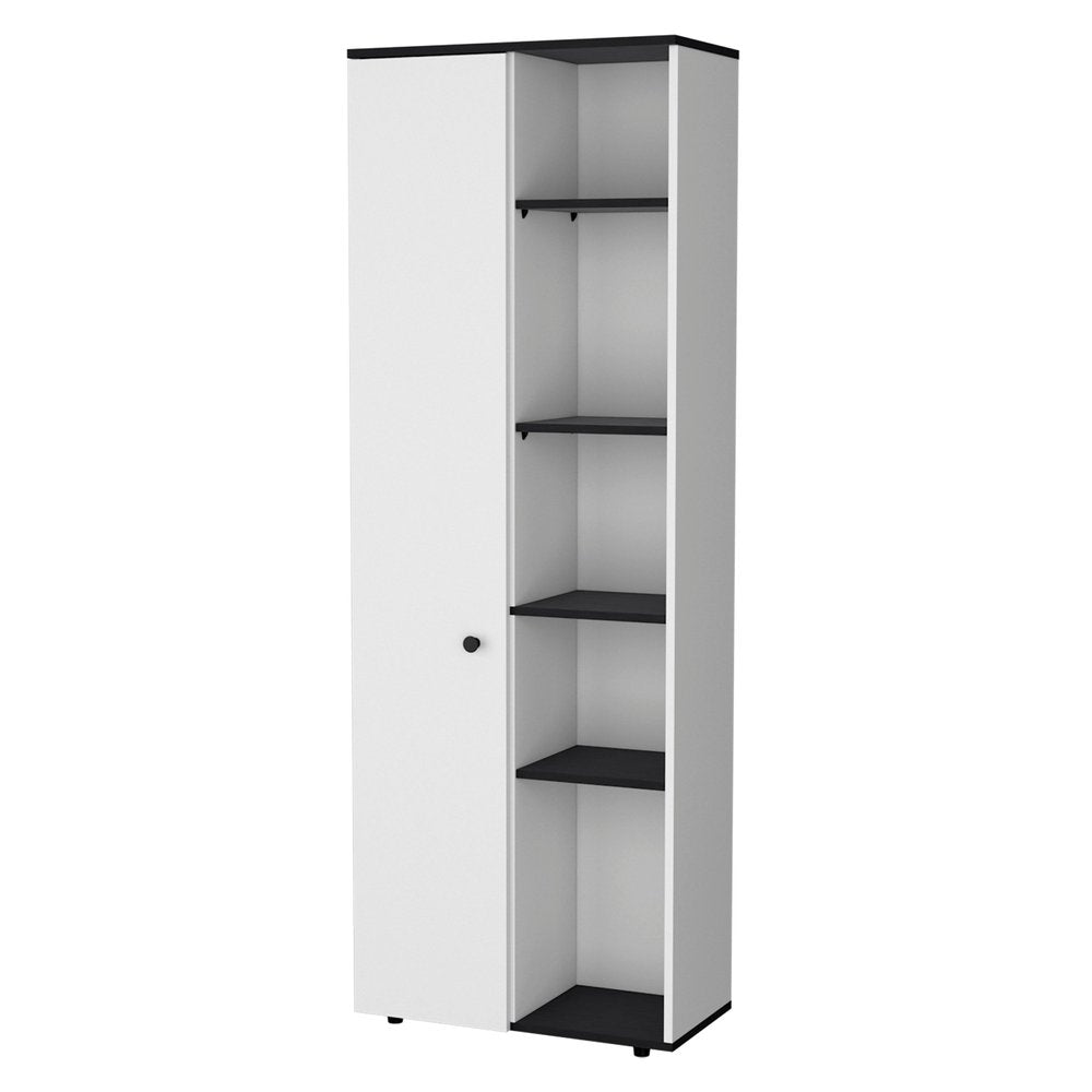 67" Black And White Wood Pantry Or Storage Closet