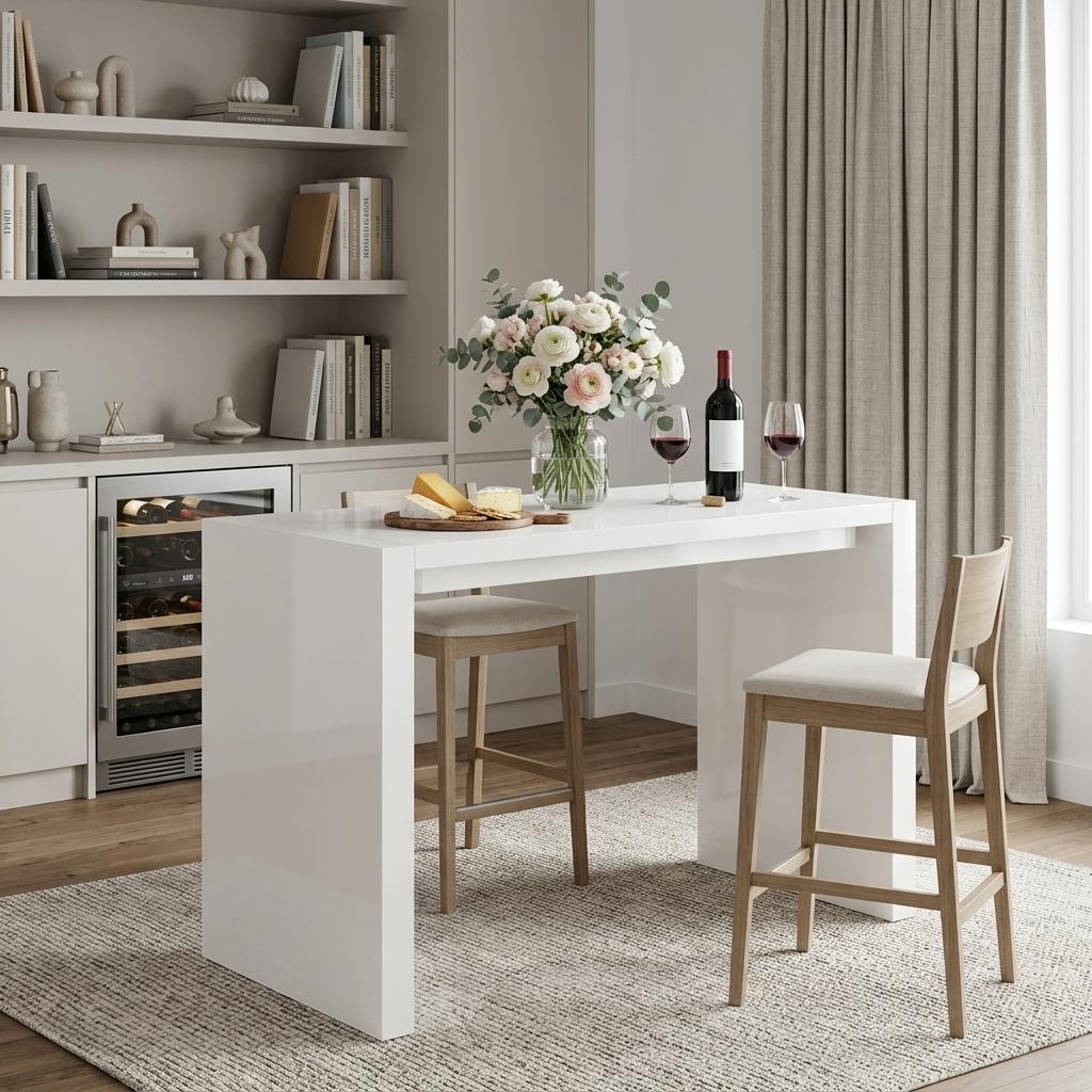 60" White Wood Rectangular Bar Height Bar Table