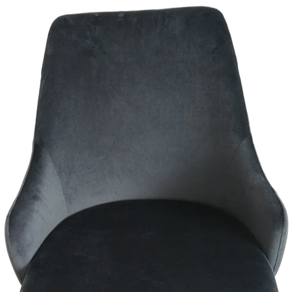 Set of Two Gray and Black Fabric Dining Side Chairs