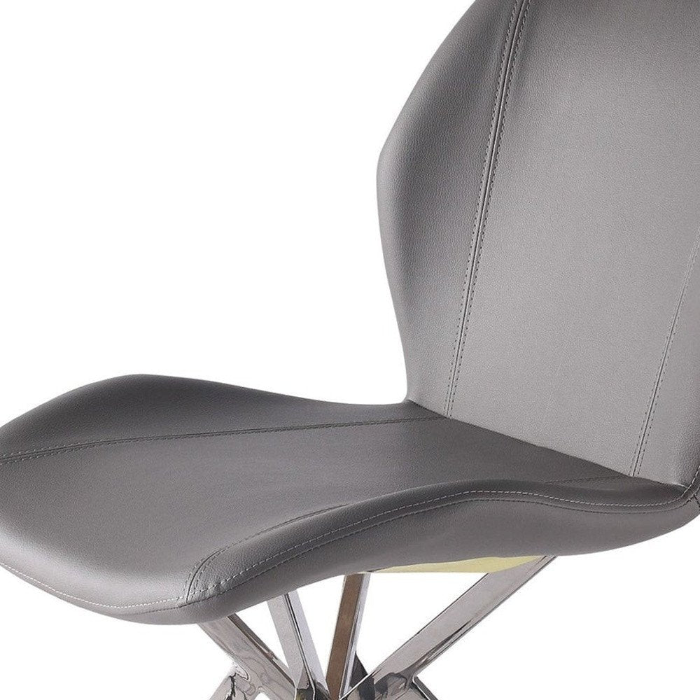 Set of Four Gray and Silver Faux Leather Dining Side Chairs