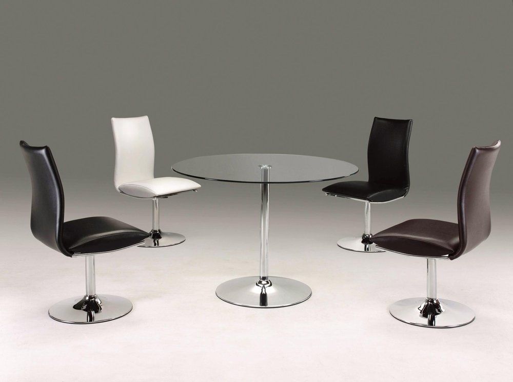 Set of Two White and Silver Faux Leather Dining Side Chairs