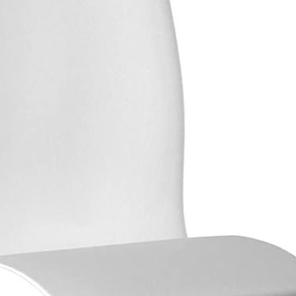 Set of Two White and Silver Faux Leather Dining Side Chairs