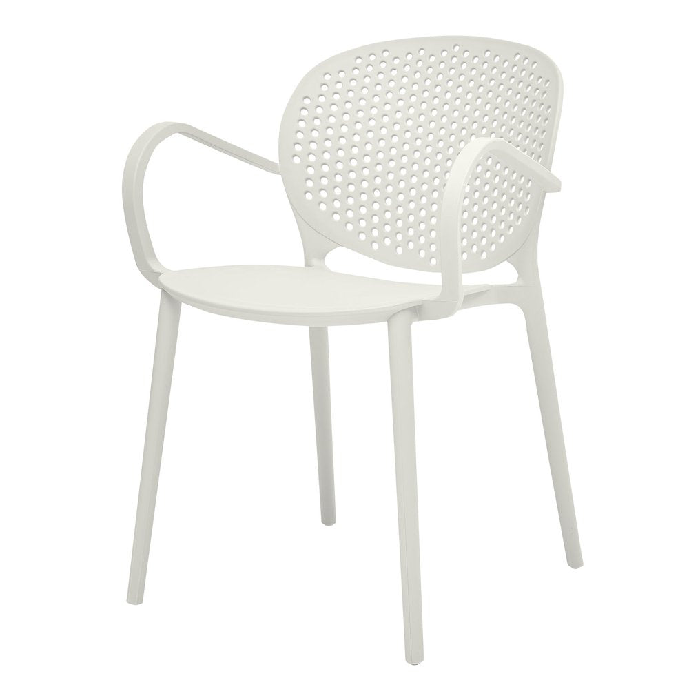 Set of Four White Heavy Duty Plastic Dining Arm Chairs