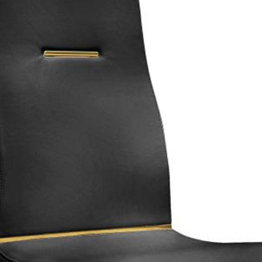 Set of Two Black and Gold Faux Leather Dining Side Chairs
