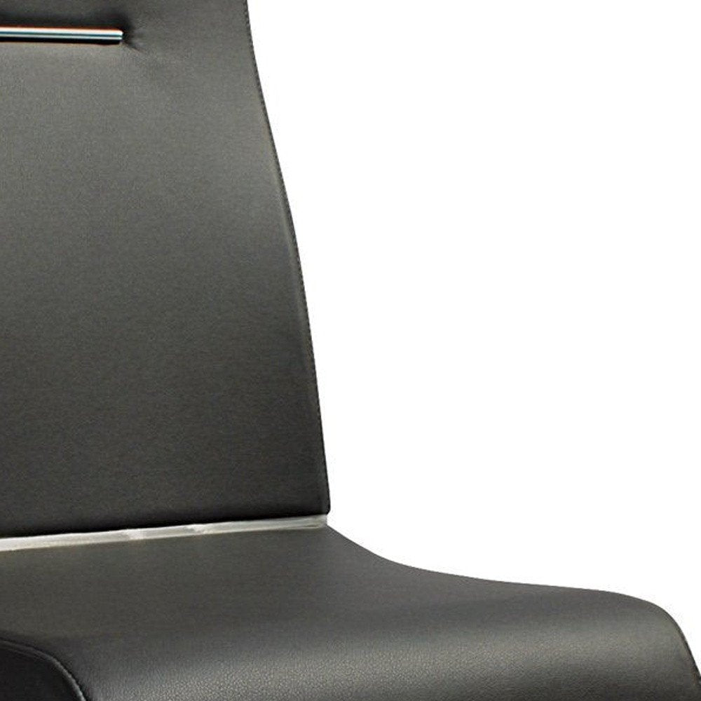 Set of Two Black and Silver Faux Leather Dining Side Chairs