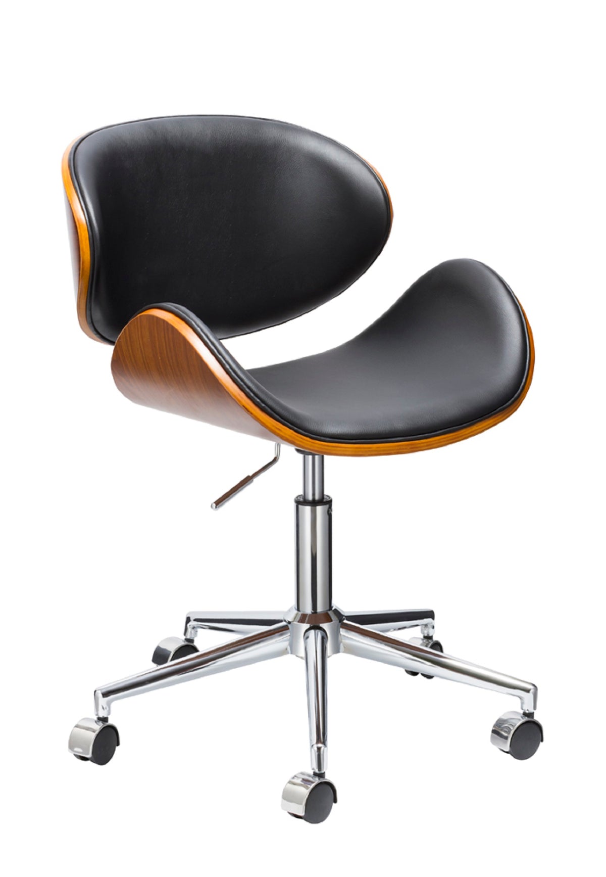 Brown Black and Silver Adjustable Height Swivel Rolling Office Chair