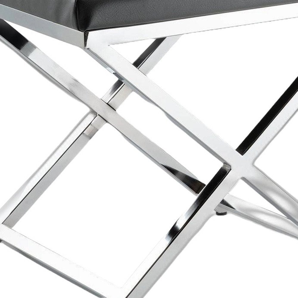 21" Charcoal and Gold Faux Leather Vanity Chair