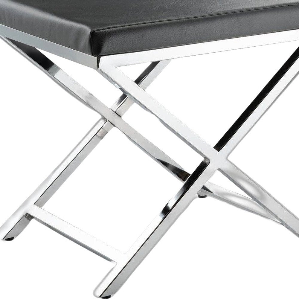 21" Charcoal and Gold Faux Leather Vanity Chair