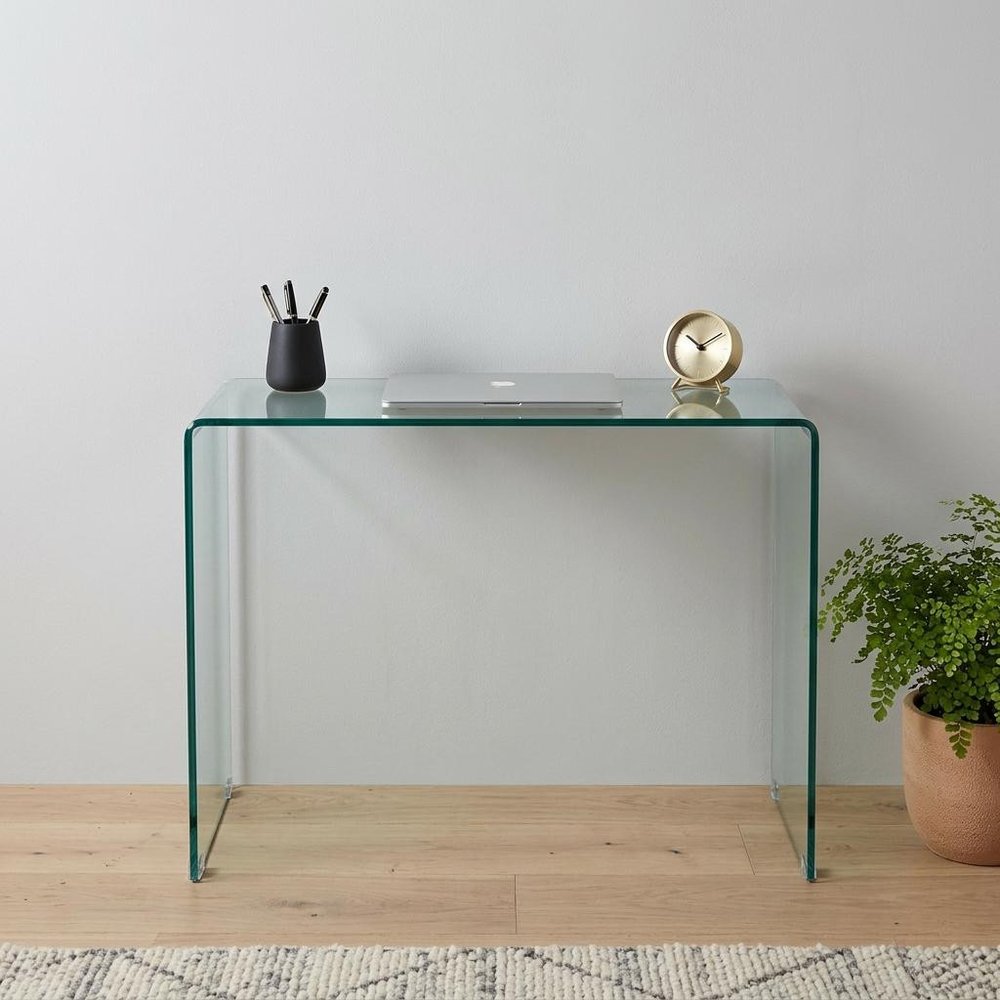 43" Clear Glass Computer Desk