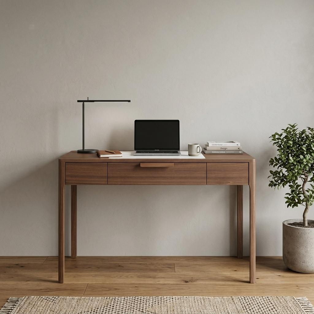 47" White and Brown Marble and Wood Computer Desk