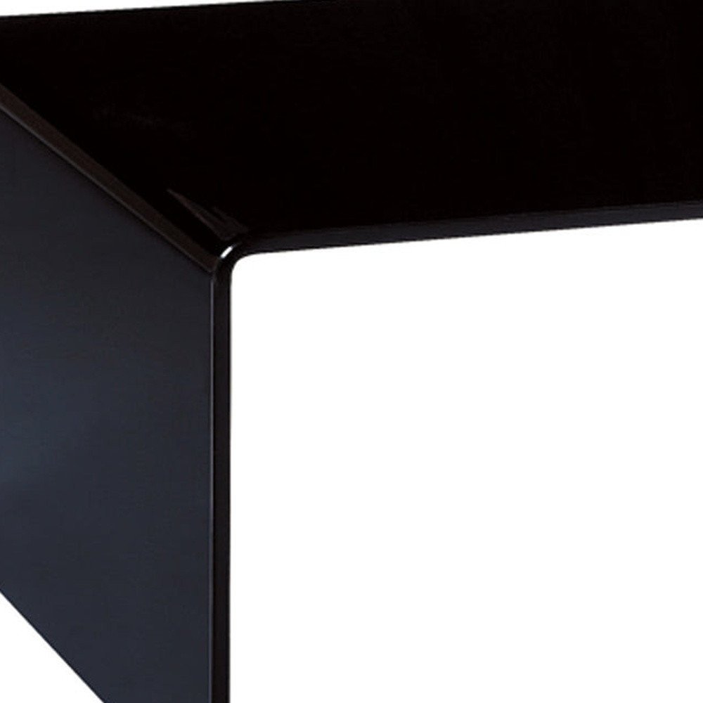 24" Black Glass Sled Coffee Table