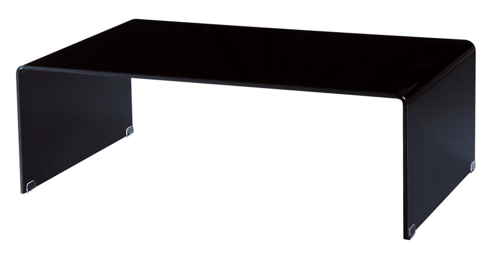 24" Black Glass Sled Coffee Table