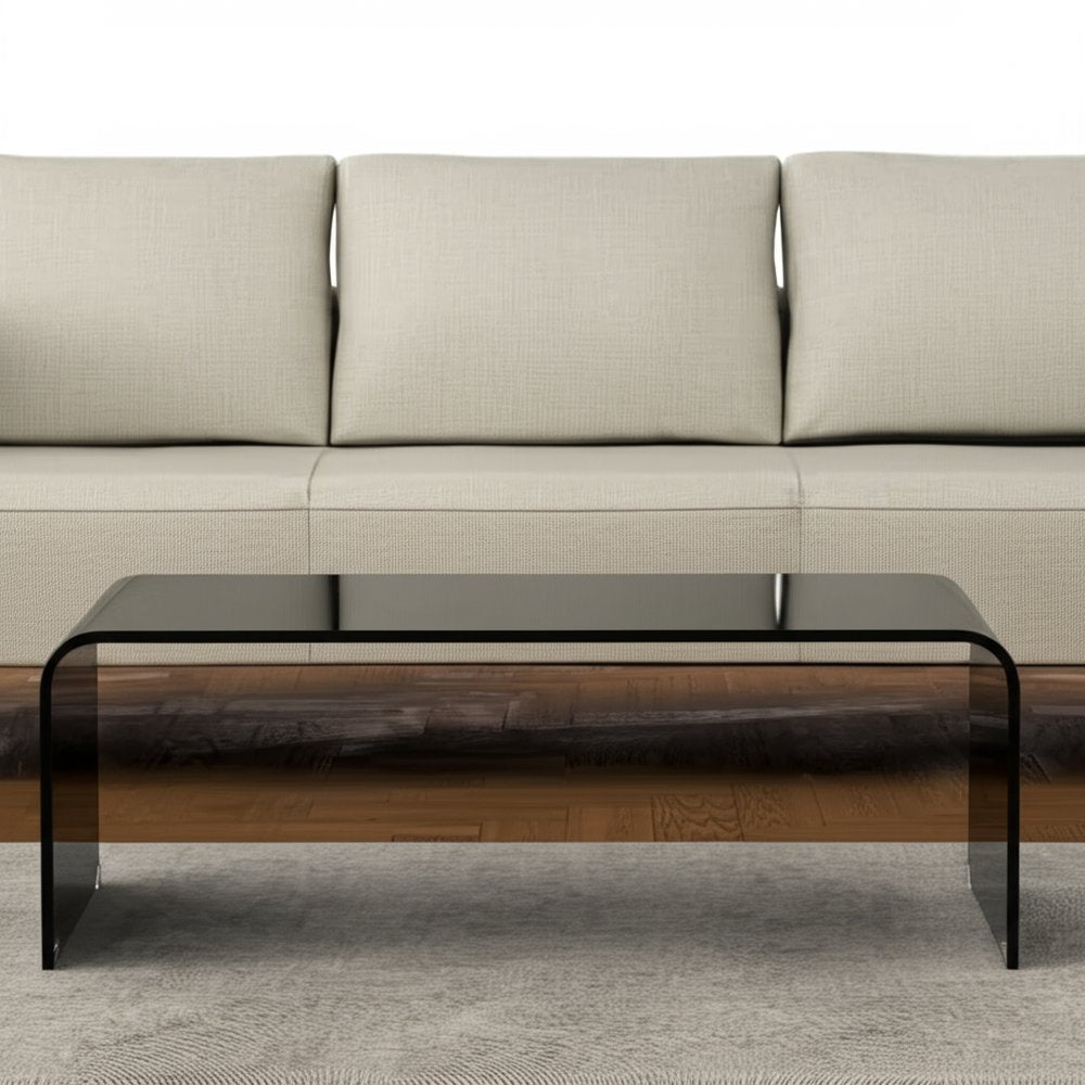 24" Black Glass Sled Coffee Table