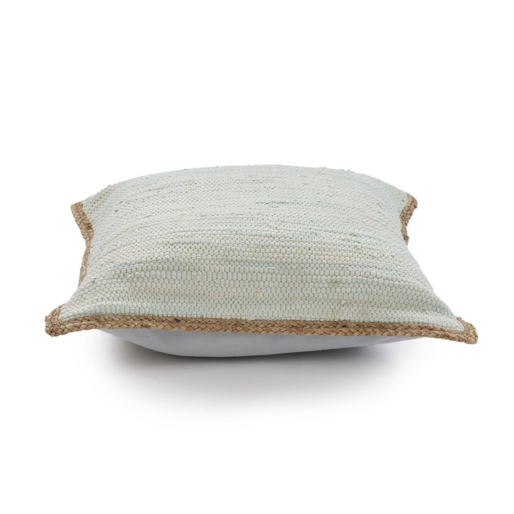 Set of Two 20" Gray And Natural Cotton And Jute Throw Pillows