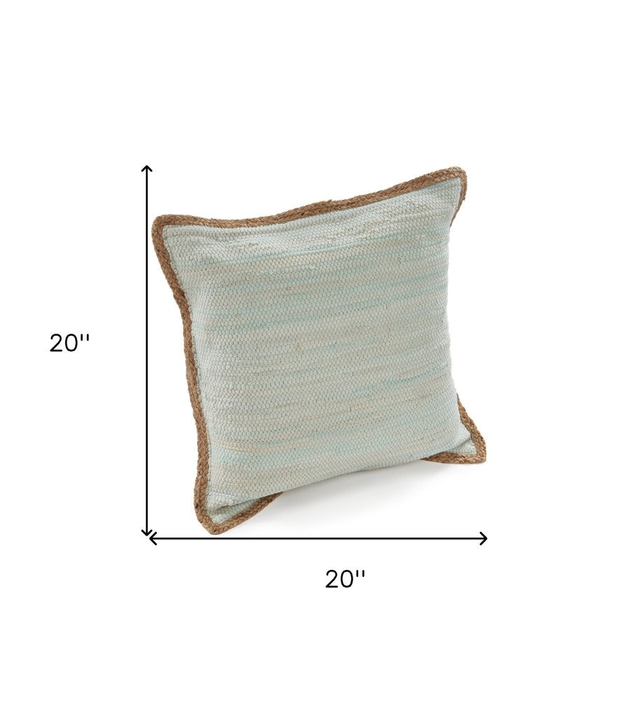 Set of Two 20" Gray And Natural Cotton And Jute Throw Pillows