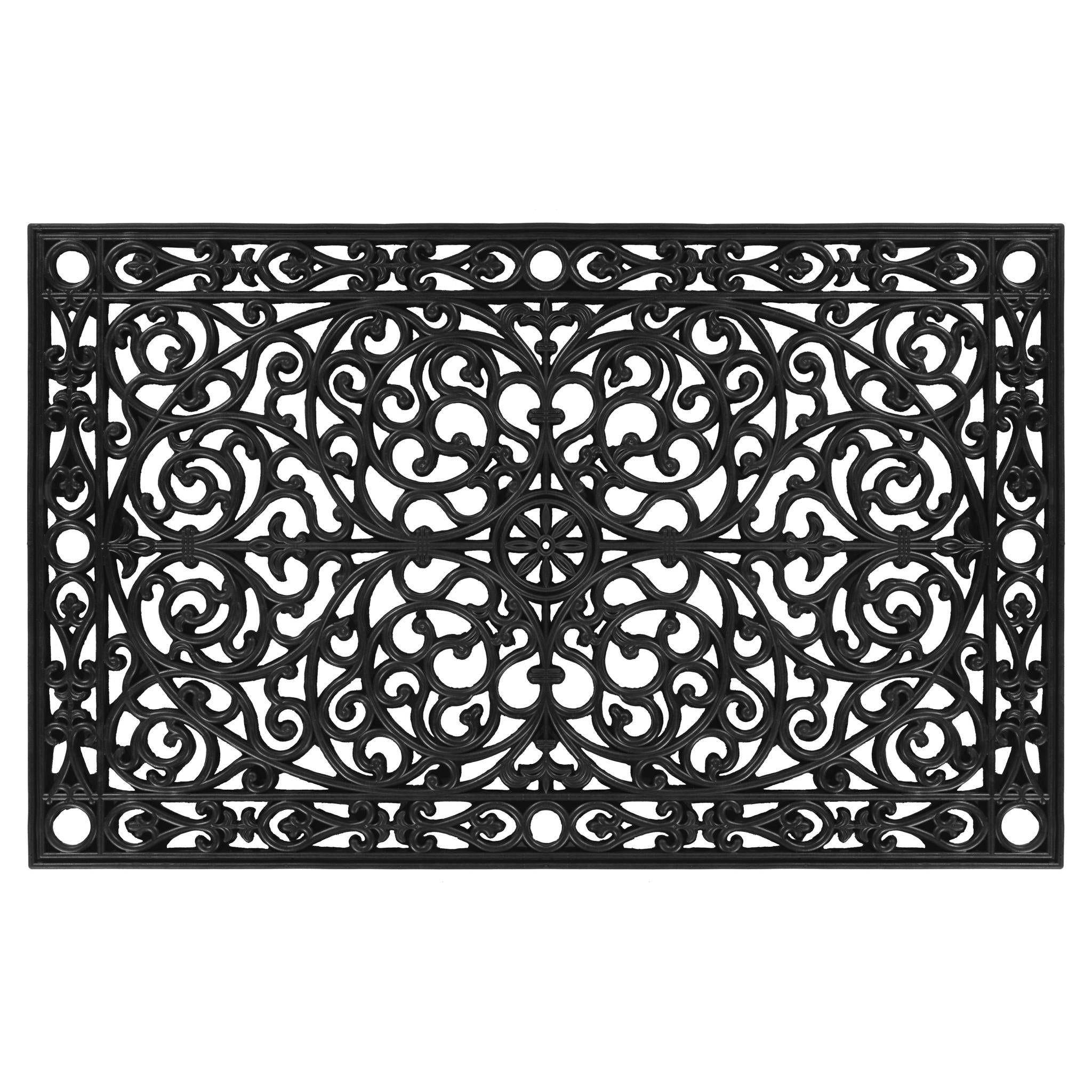 30" X 48" Black Rubber Scrollwork Outdoor Door Mat
